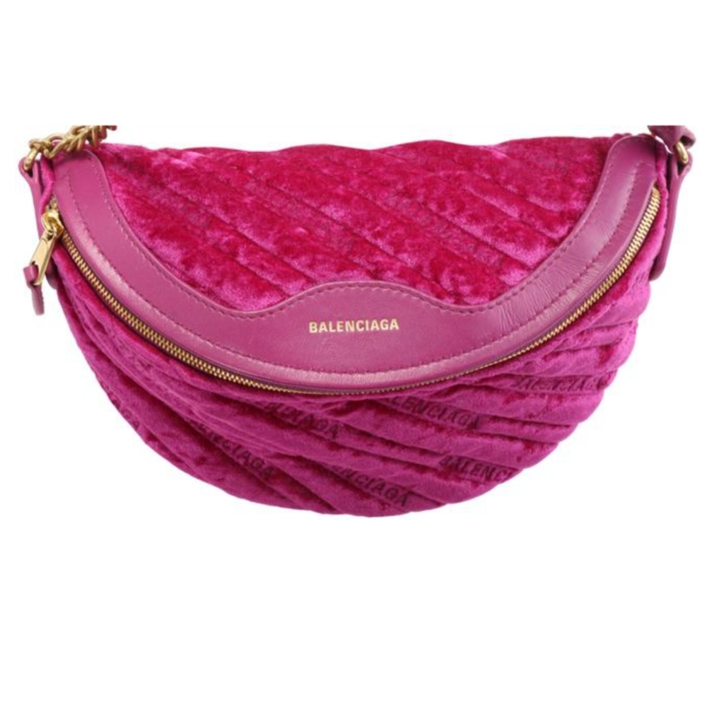 Balenciaga pink crushed velvet souvenir bag Xxs